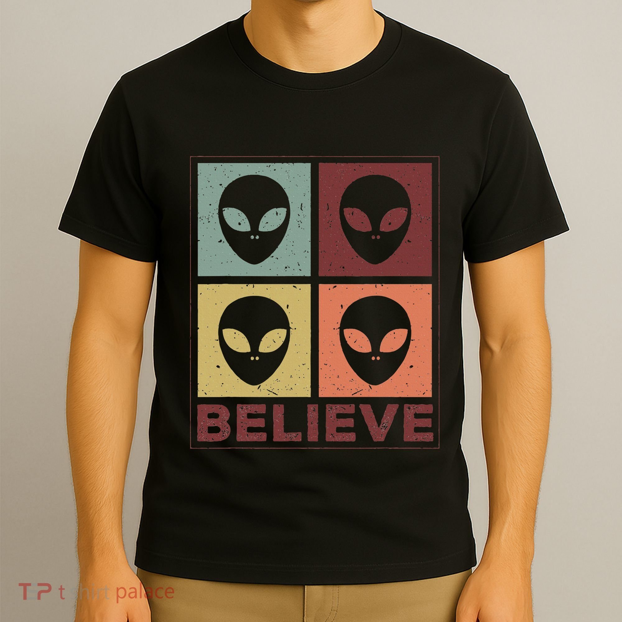 Alien Believe Retro Alien Gift For Alien Believer T-Shirt