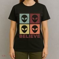 Alien Believe Retro Alien Gift For Alien Believer T-Shirt thumb 4