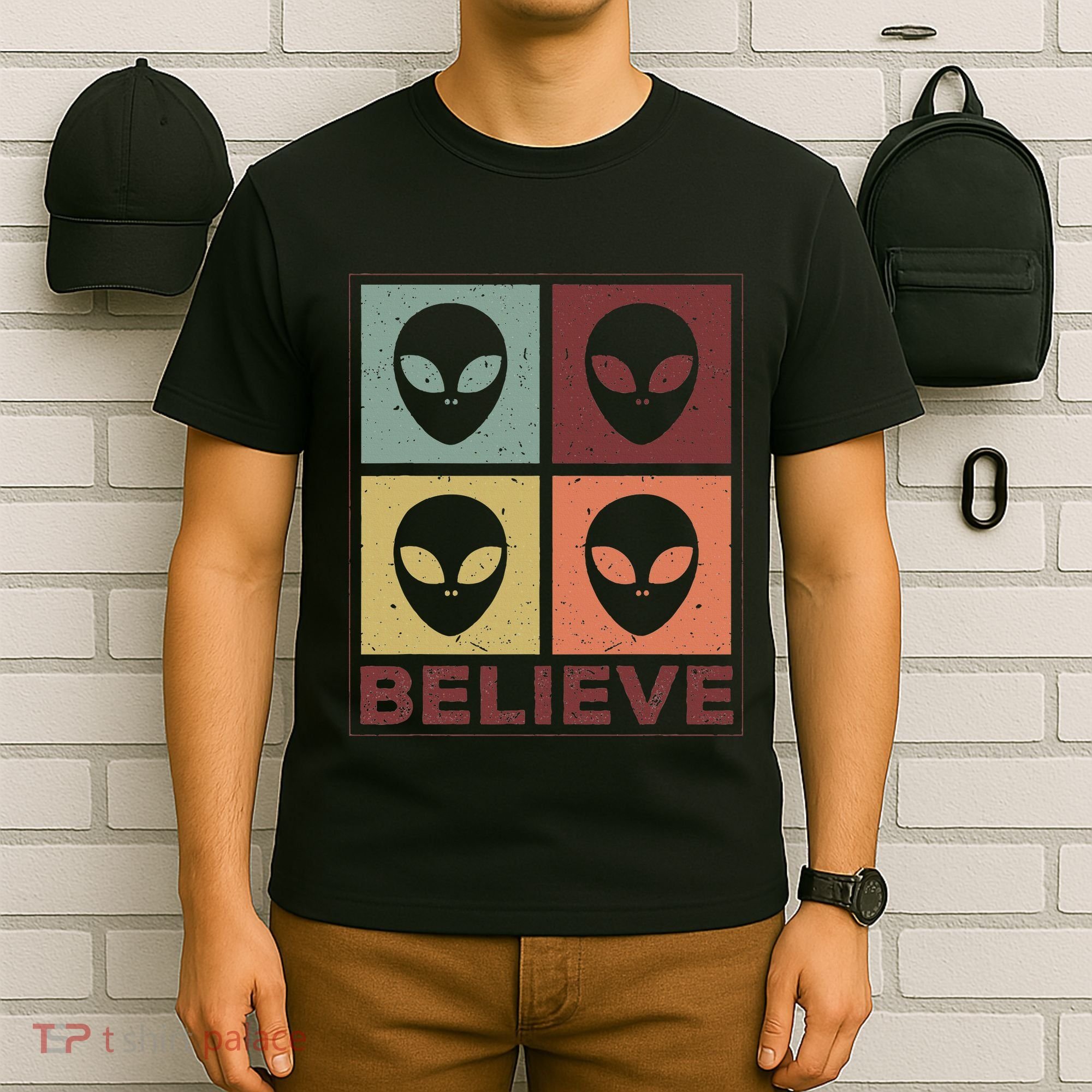 Alien Believe Retro Alien Gift For Alien Believer T-Shirt