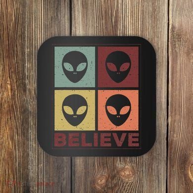 Alien Believe Retro Alien Gift For Alien Believer Coaster