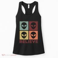 Alien Believe Retro Alien Gift For Alien Believer Women's Tank Top thumb 0