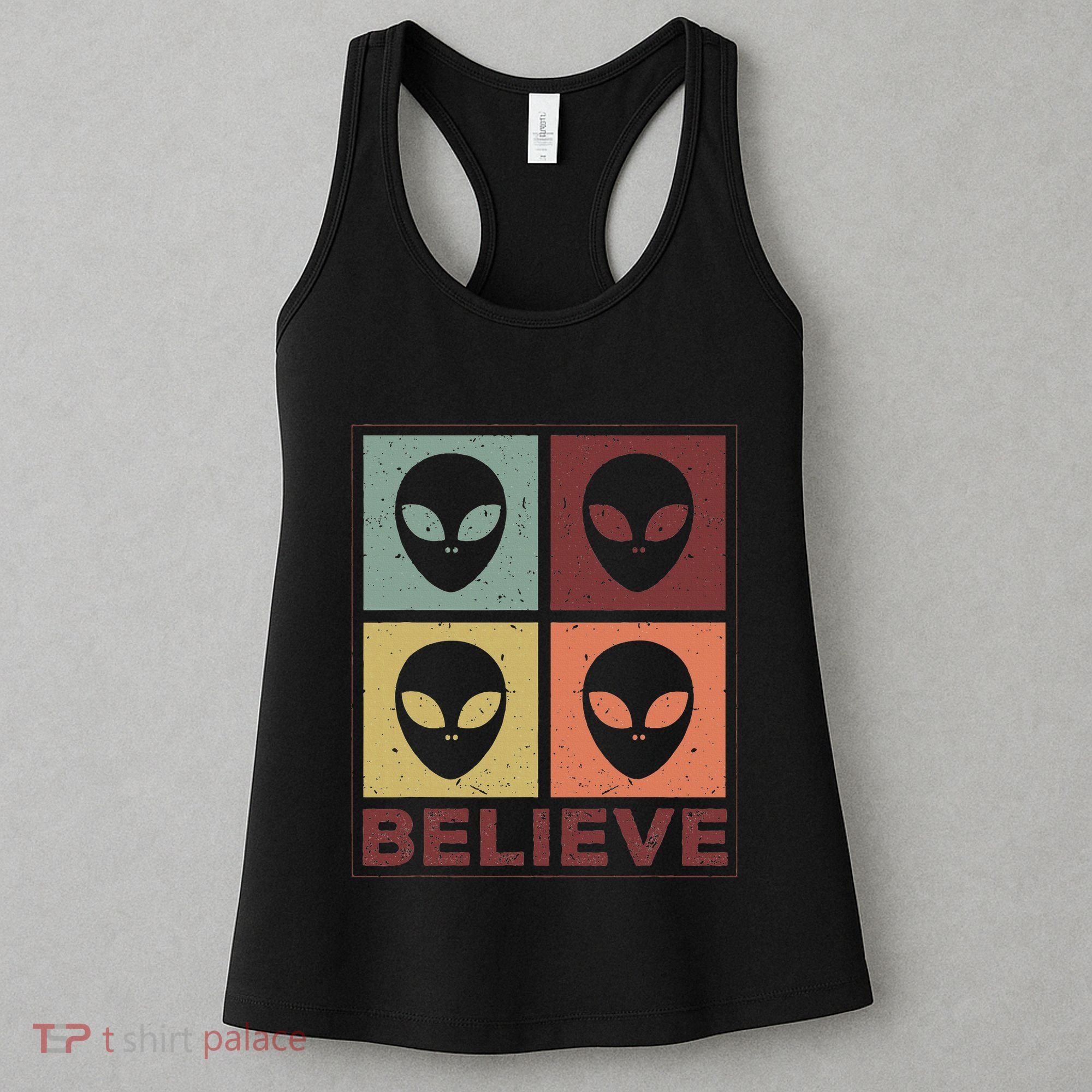 Alien Believe Retro Alien Gift For Alien Believer Women's Tank Top