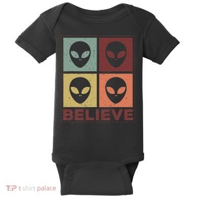 Alien Believe Retro Alien Gift For Alien Believer Baby Bodysuit