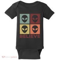 Alien Believe Retro Alien Gift For Alien Believer Baby Bodysuit thumb 0