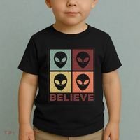 Alien Believe Retro Alien Gift For Alien Believer Toddler T-Shirt thumb 2