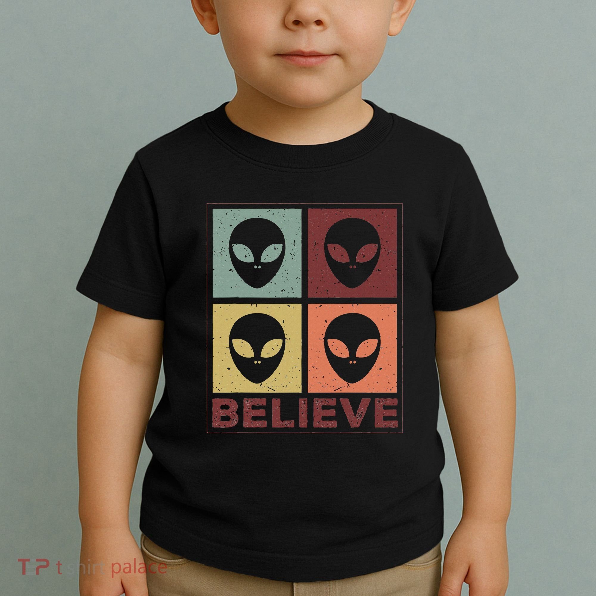 Alien Believe Retro Alien Gift For Alien Believer Toddler T-Shirt