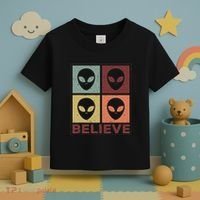 Alien Believe Retro Alien Gift For Alien Believer Toddler T-Shirt thumb 3