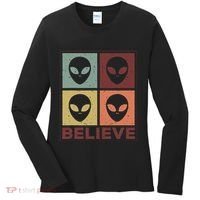 Alien Believe Retro Alien Gift For Alien Believer Women's Long Sleeve Shirt thumb 0