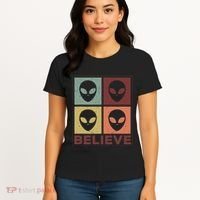 Alien Believe Retro Alien Gift For Alien Believer Women's T-Shirt thumb 4