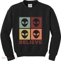 Alien Believe Retro Alien Gift For Alien Believer Kids Sweatshirt thumb 0