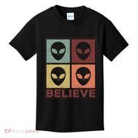 Alien Believe Retro Alien Gift For Alien Believer Kids T-Shirt thumb 0