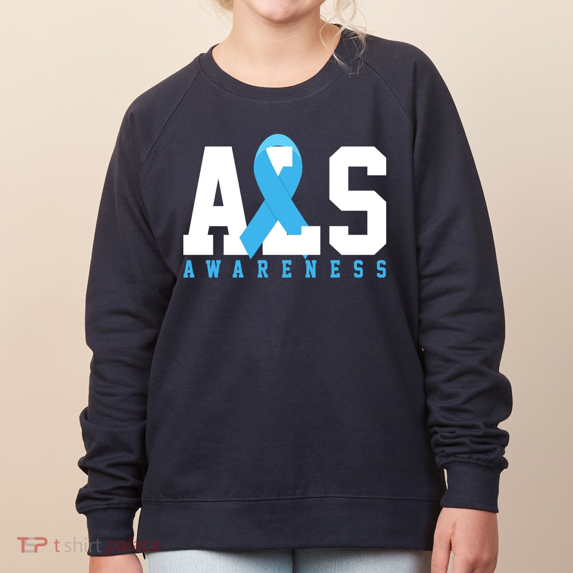 Als Blue Ribbon Awareness Women's Sweatshirt