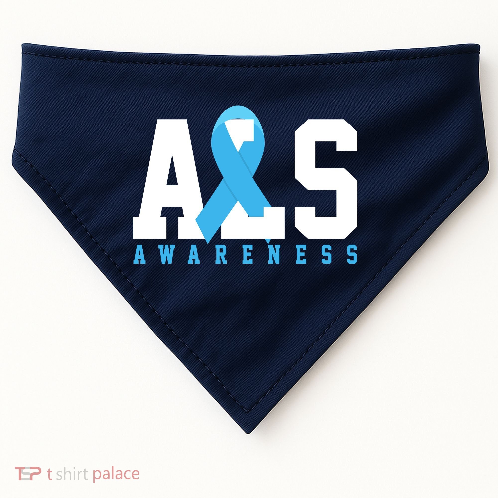 Als Blue Ribbon Awareness USA-Made Doggie Bandana
