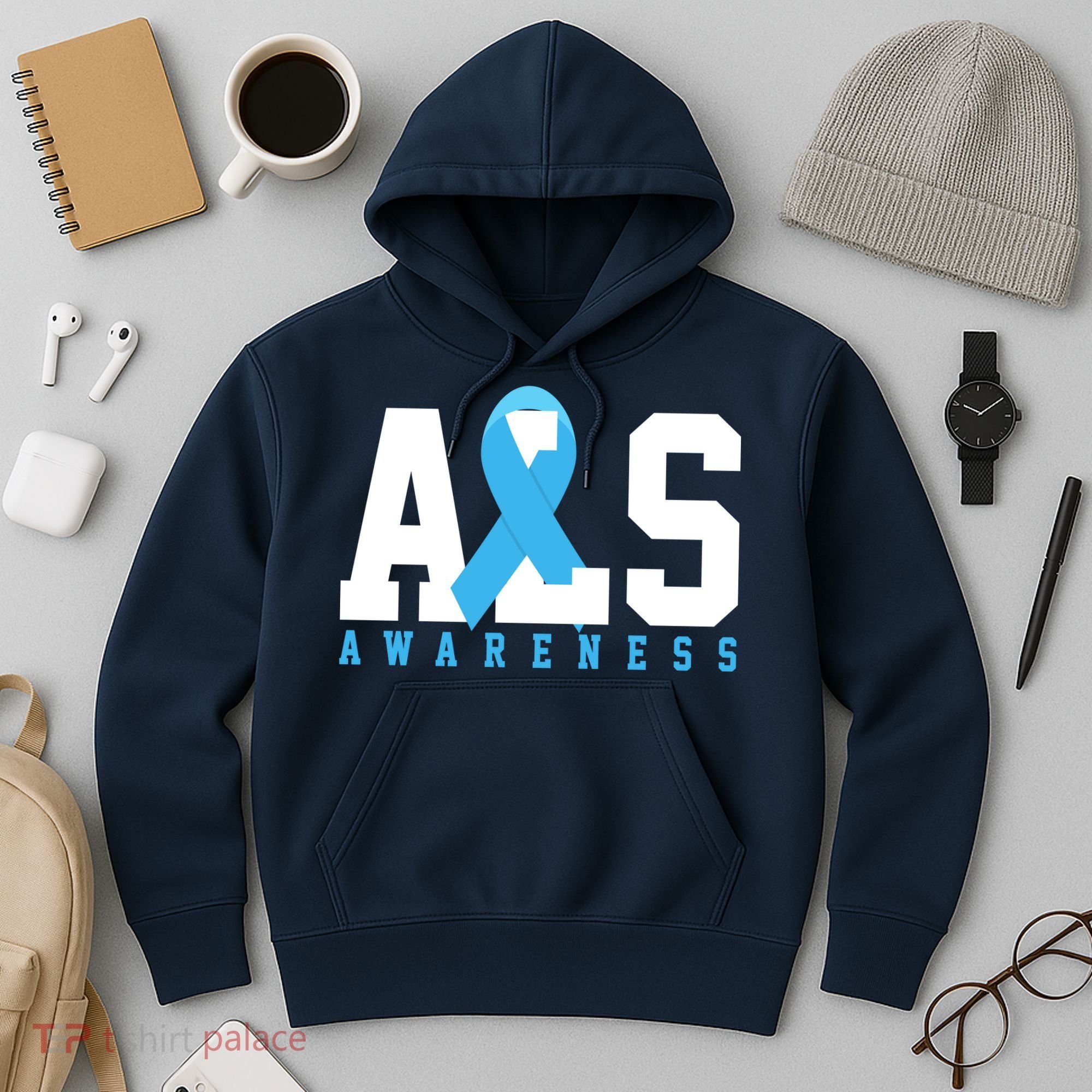 Als Blue Ribbon Awareness Hoodie
