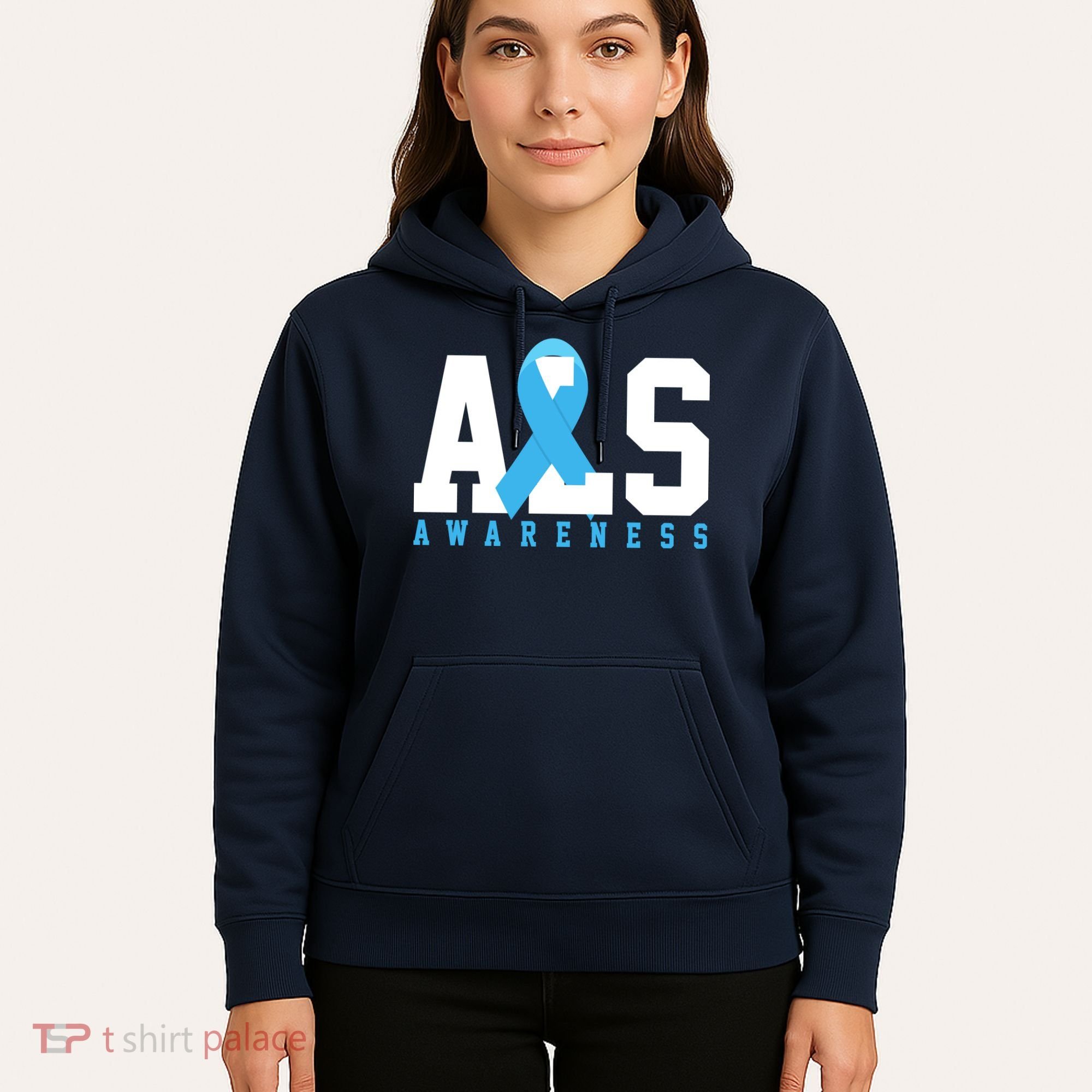 Als Blue Ribbon Awareness Hoodie