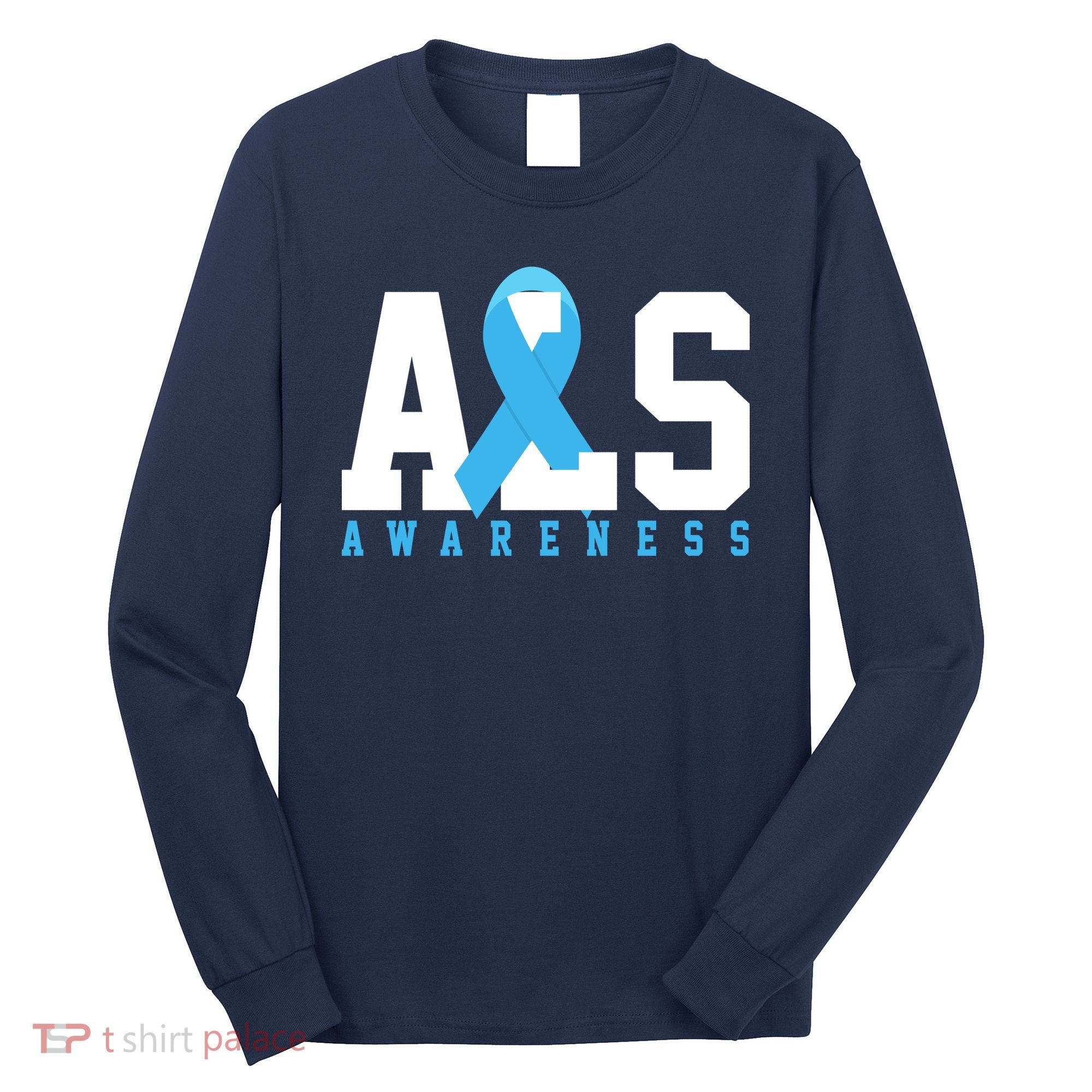 Als Blue Ribbon Awareness Long Sleeve Shirt