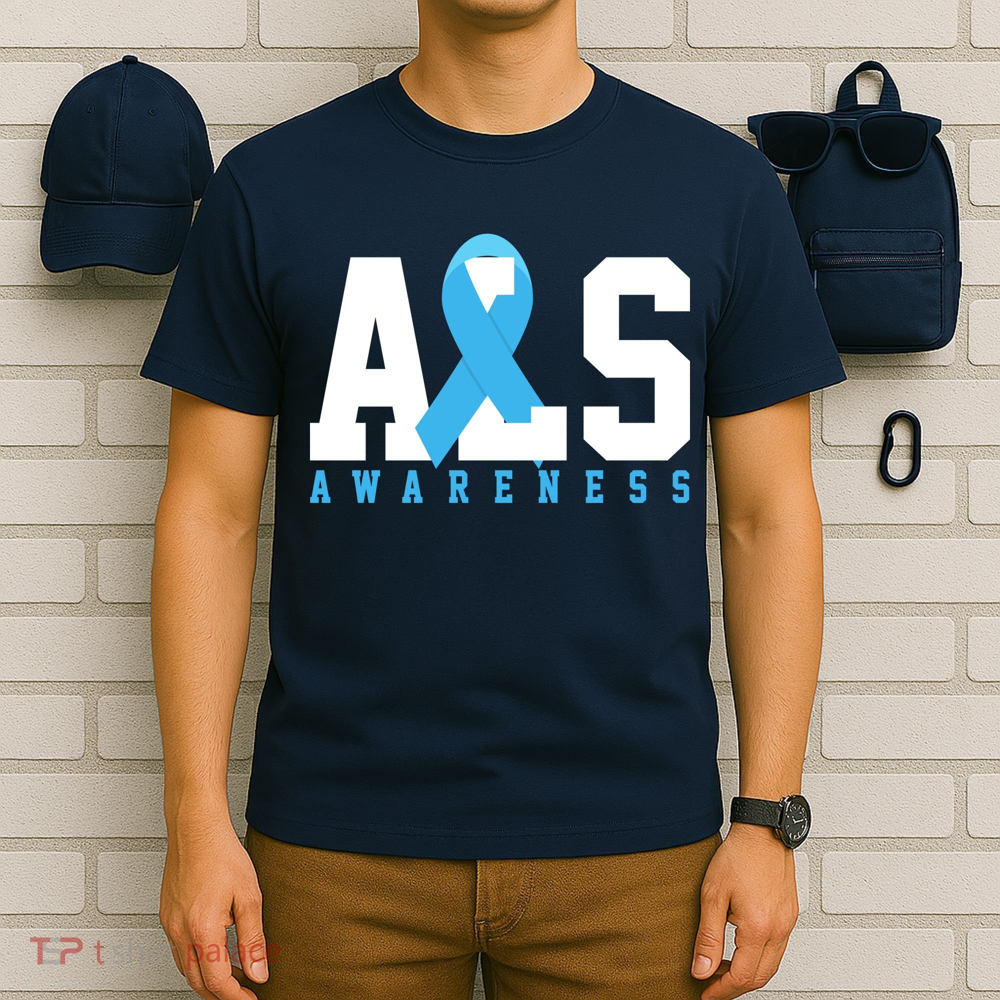 Als Blue Ribbon Awareness T-Shirt