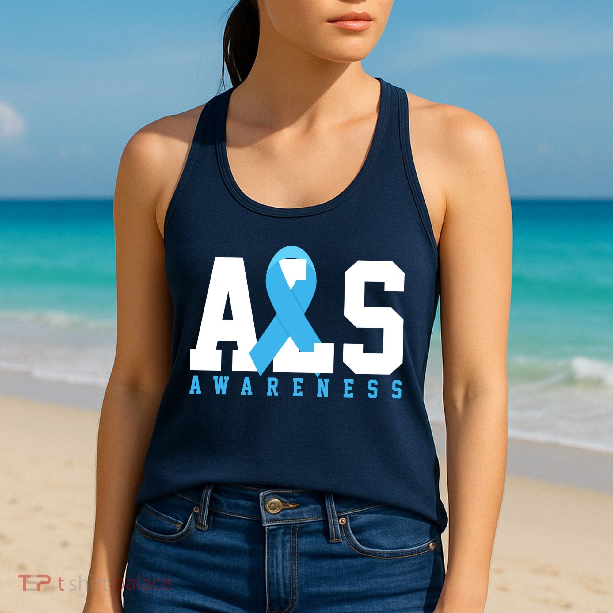 Als Blue Ribbon Awareness Women's Tank Top