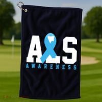 Als Blue Ribbon Awareness Golf Towel thumb 1