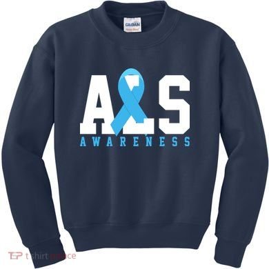Als Blue Ribbon Awareness Kids Sweatshirt