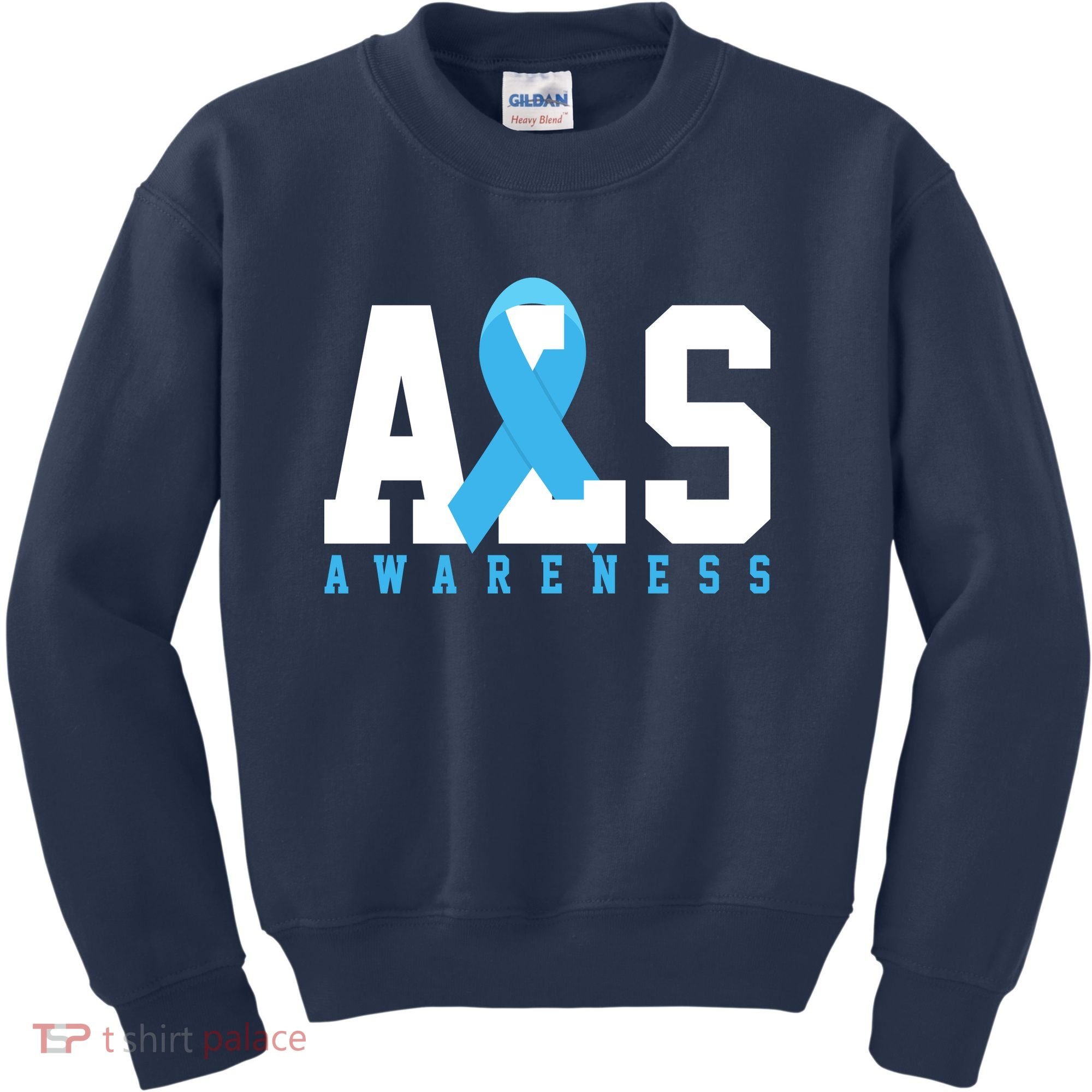 Als Blue Ribbon Awareness Kids Sweatshirt