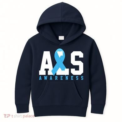 Als Blue Ribbon Awareness Kids Hoodie