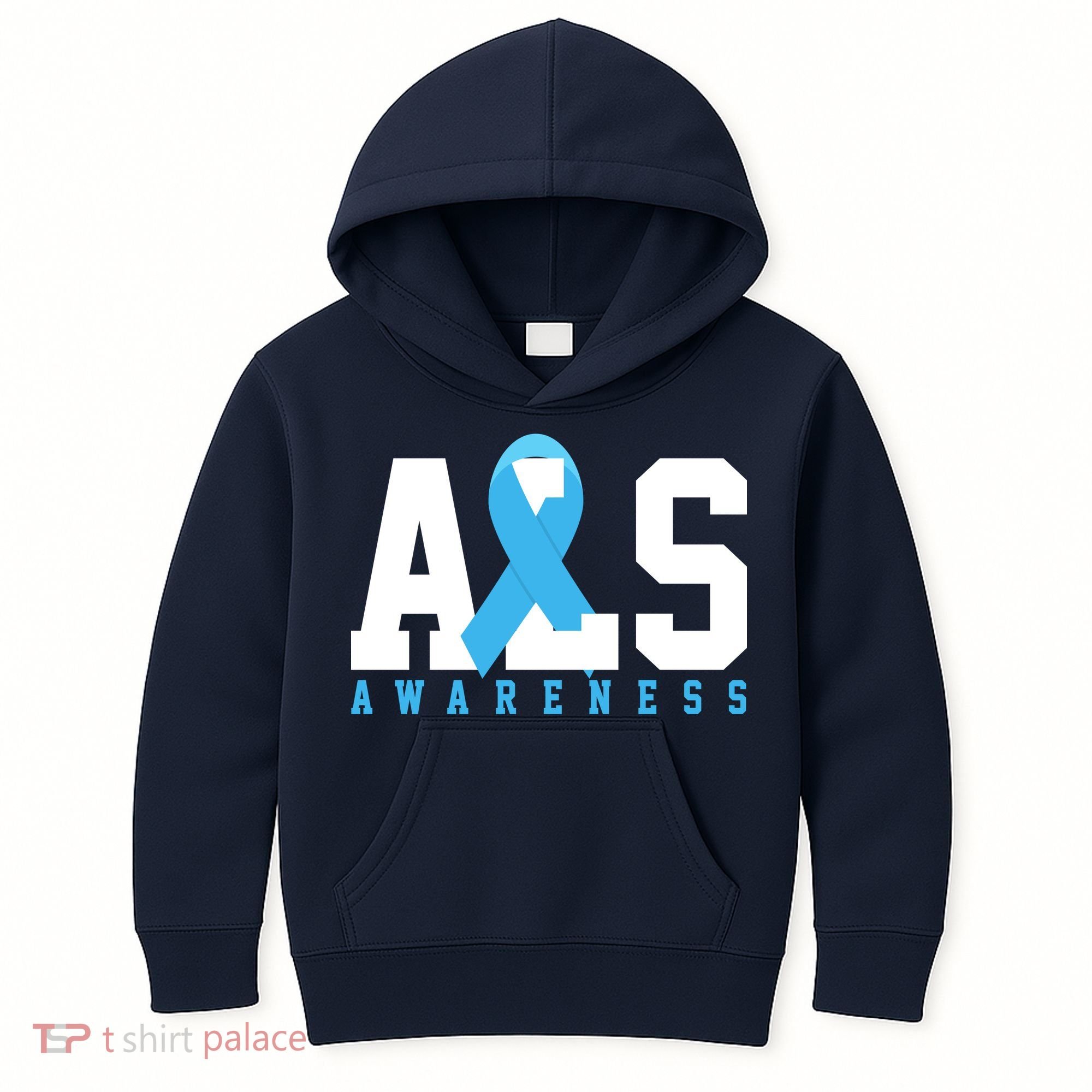 Als Blue Ribbon Awareness Kids Hoodie