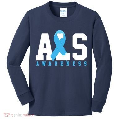 Als Blue Ribbon Awareness Kids Long Sleeve Shirt