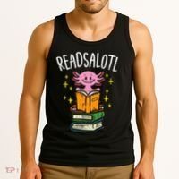 Axolotl Books Readsalotl Reading Bookworm Tank Top thumb 3