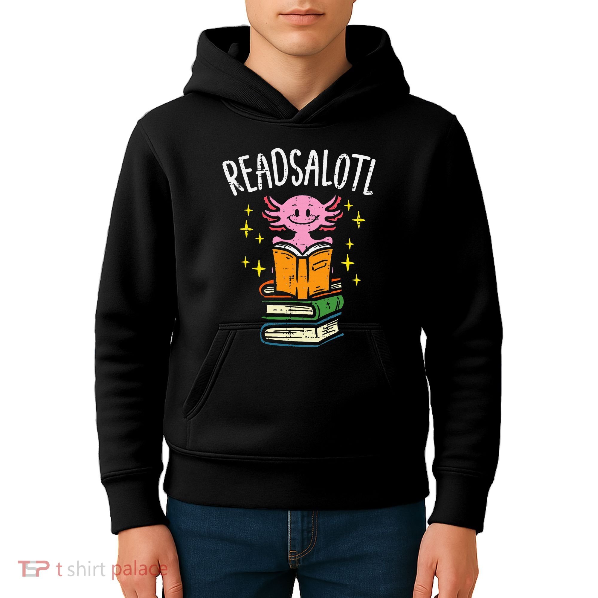 Axolotl Books Readsalotl Reading Bookworm Kids Hoodie