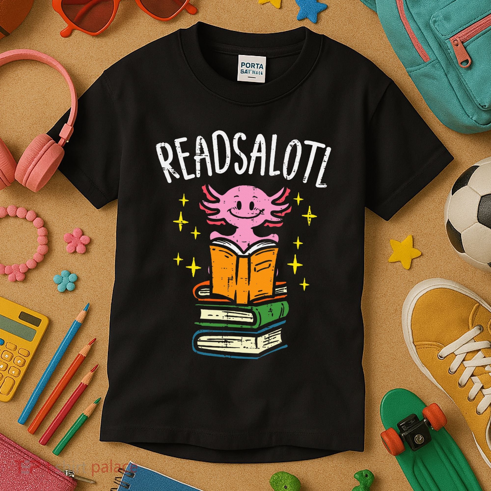Axolotl Books Readsalotl Reading Bookworm Kids T-Shirt