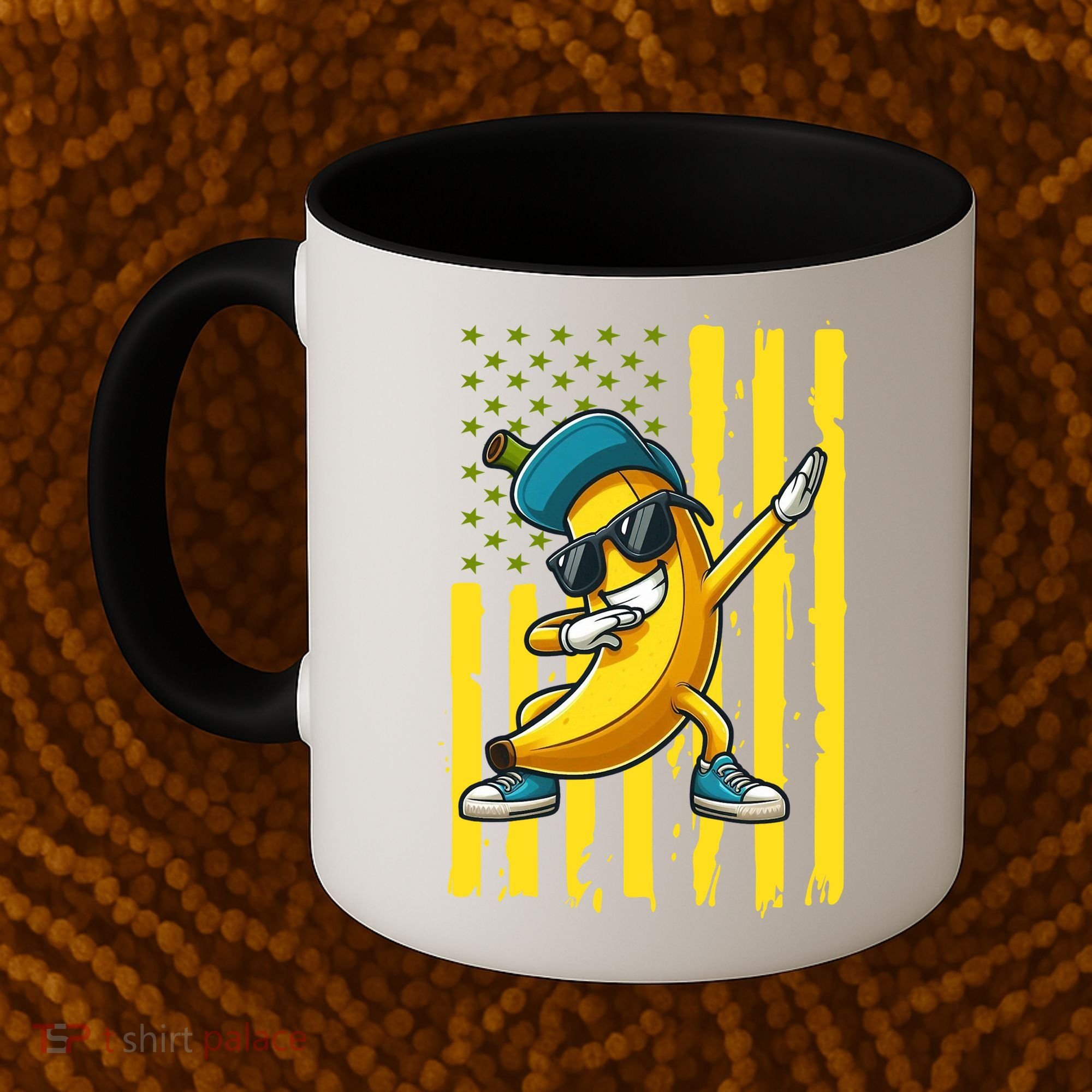 American Banana Retro USA Flag Dabbing Bananas Coffee Mug