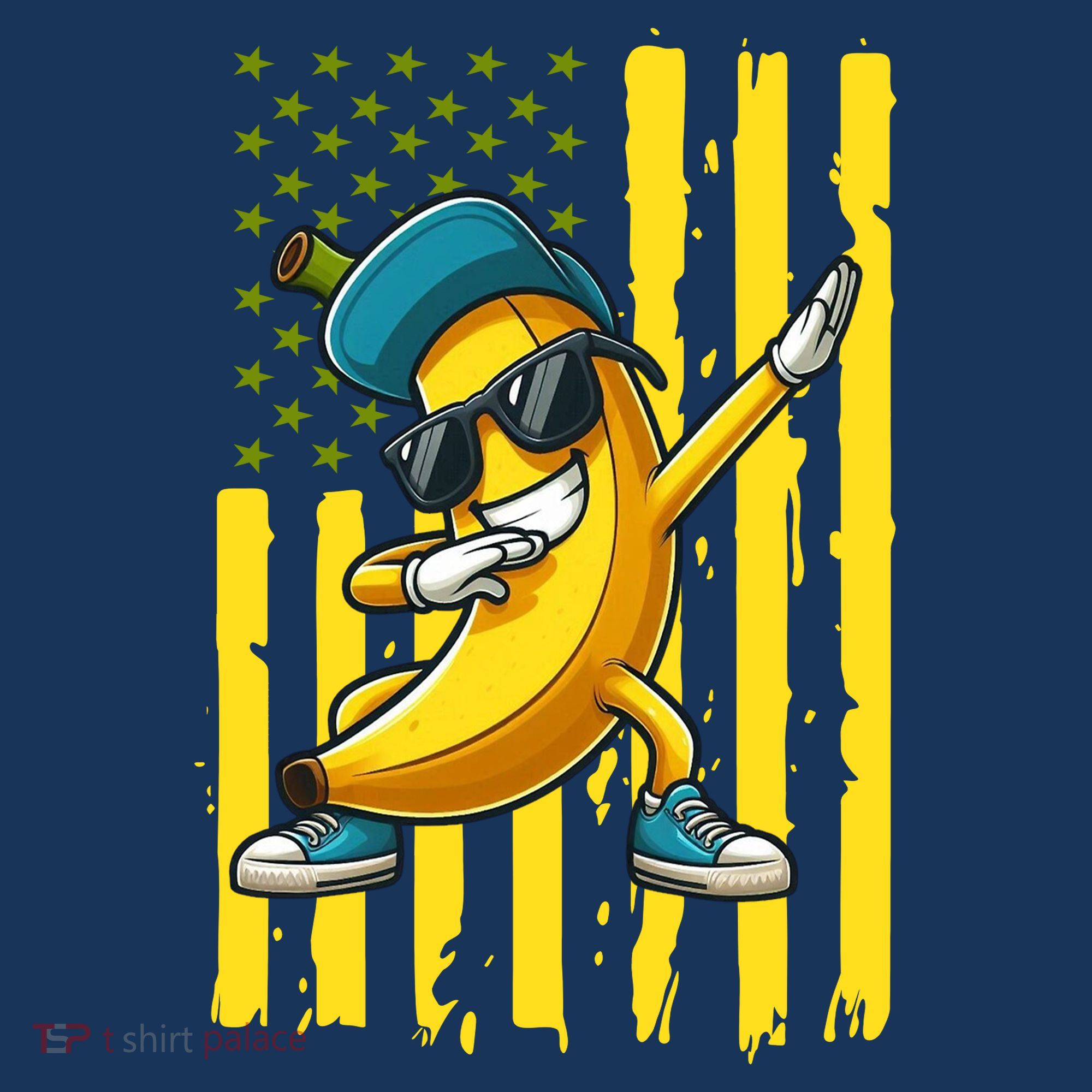 American Banana Retro USA Flag Dabbing Bananas Long Sleeve Shirt