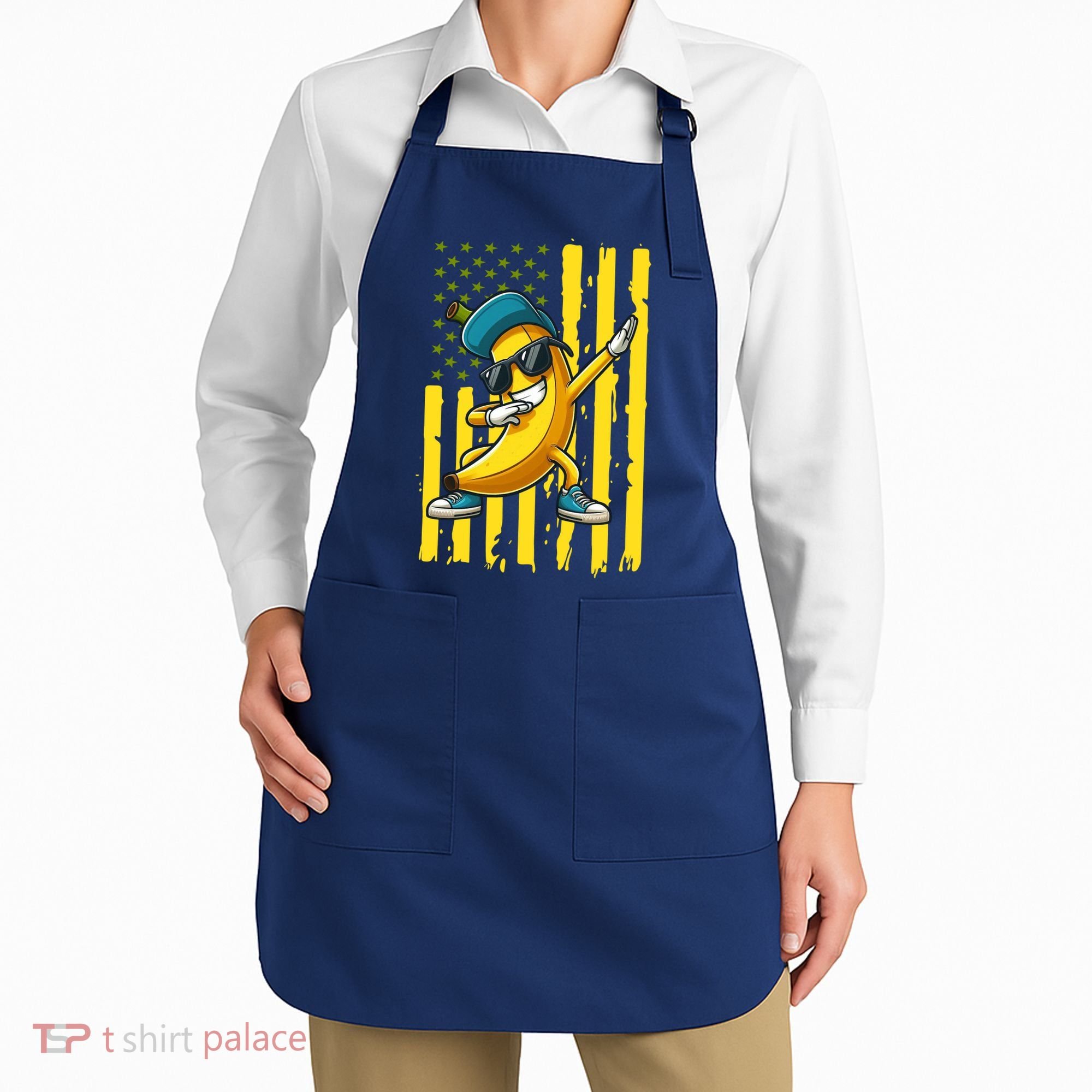 American Banana Retro USA Flag Dabbing Bananas Apron