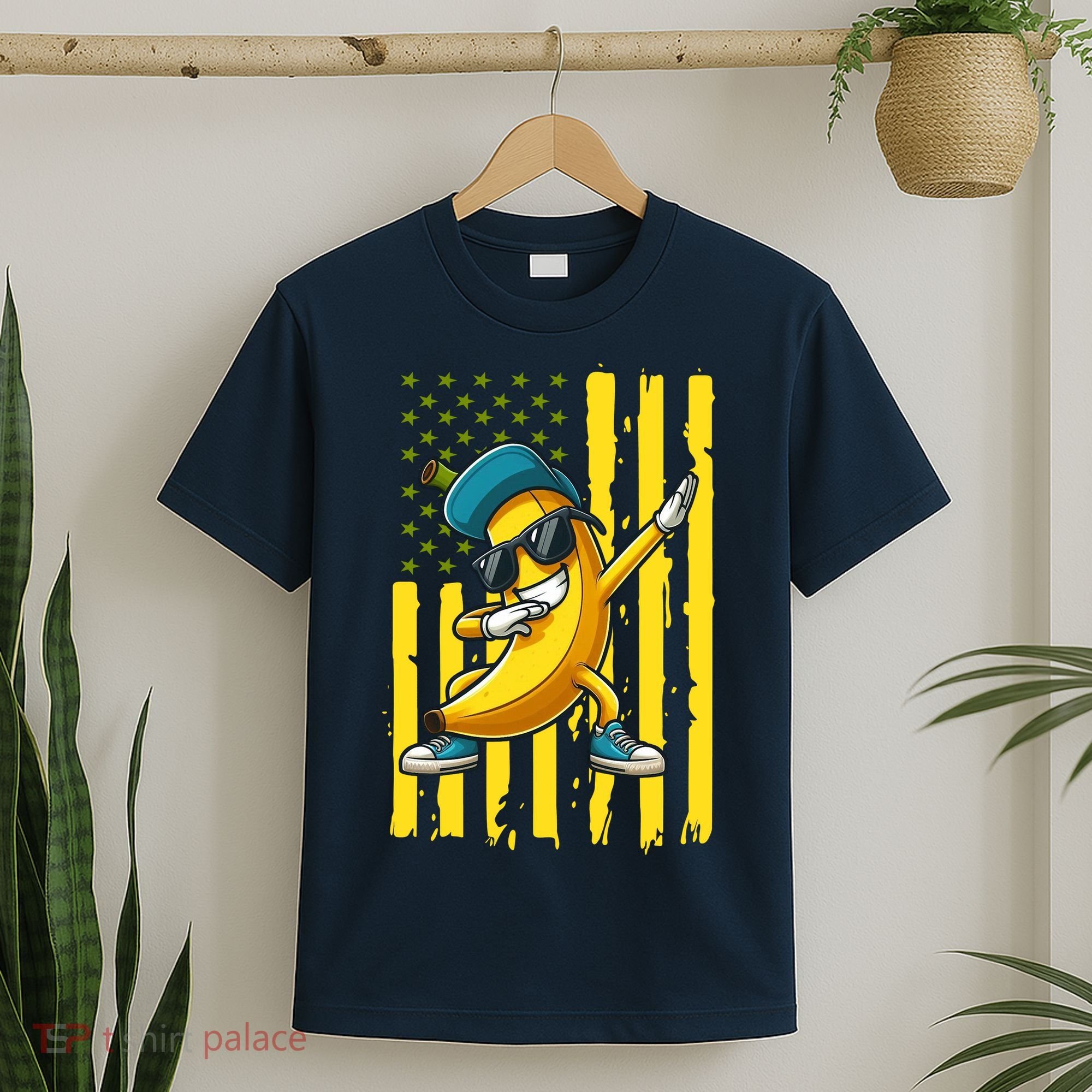 American Banana Retro USA Flag Dabbing Bananas T-Shirt
