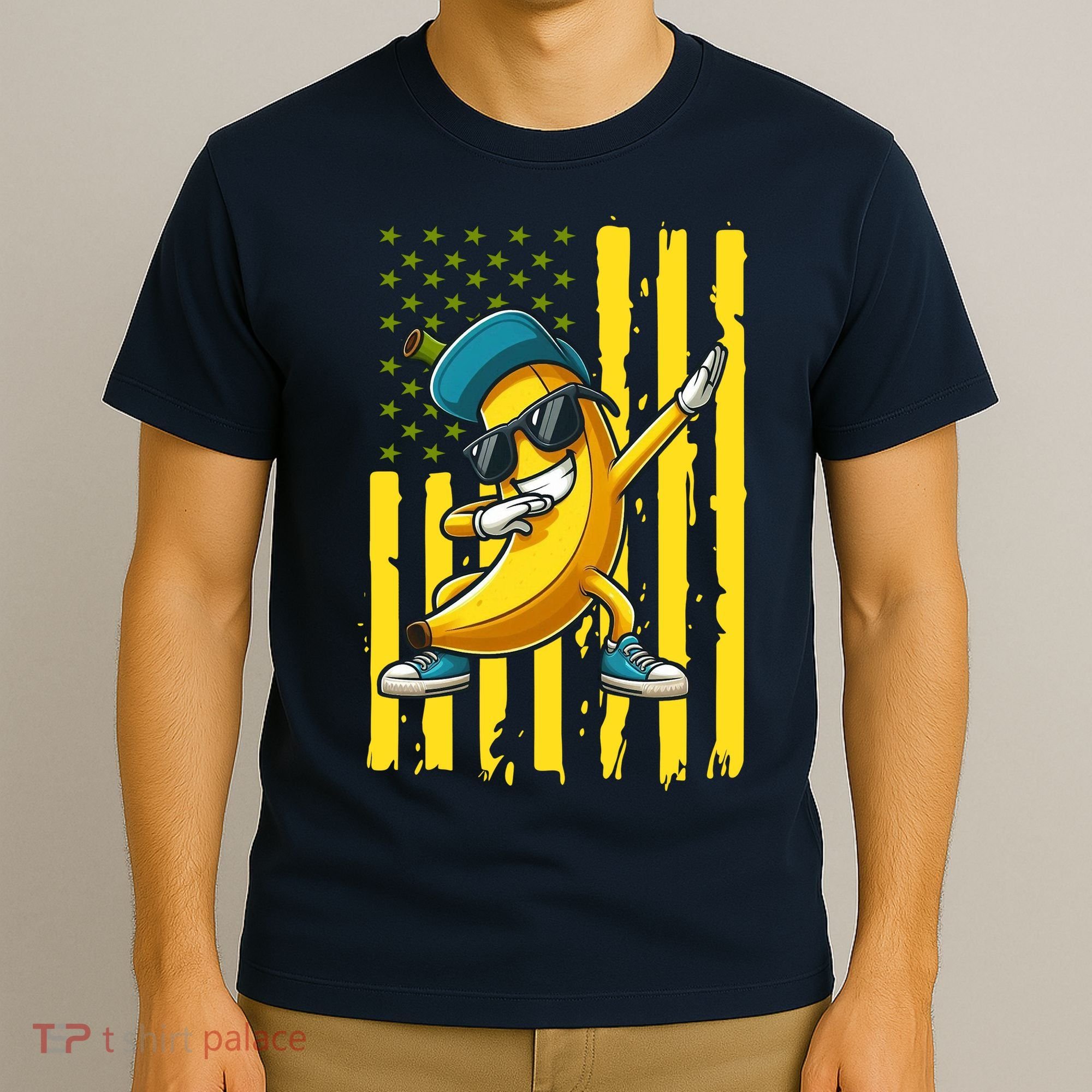 American Banana Retro USA Flag Dabbing Bananas T-Shirt