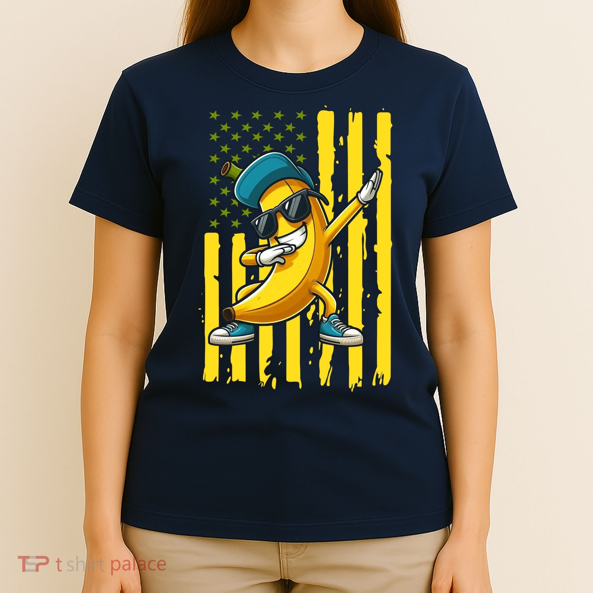 American Banana Retro USA Flag Dabbing Bananas T-Shirt