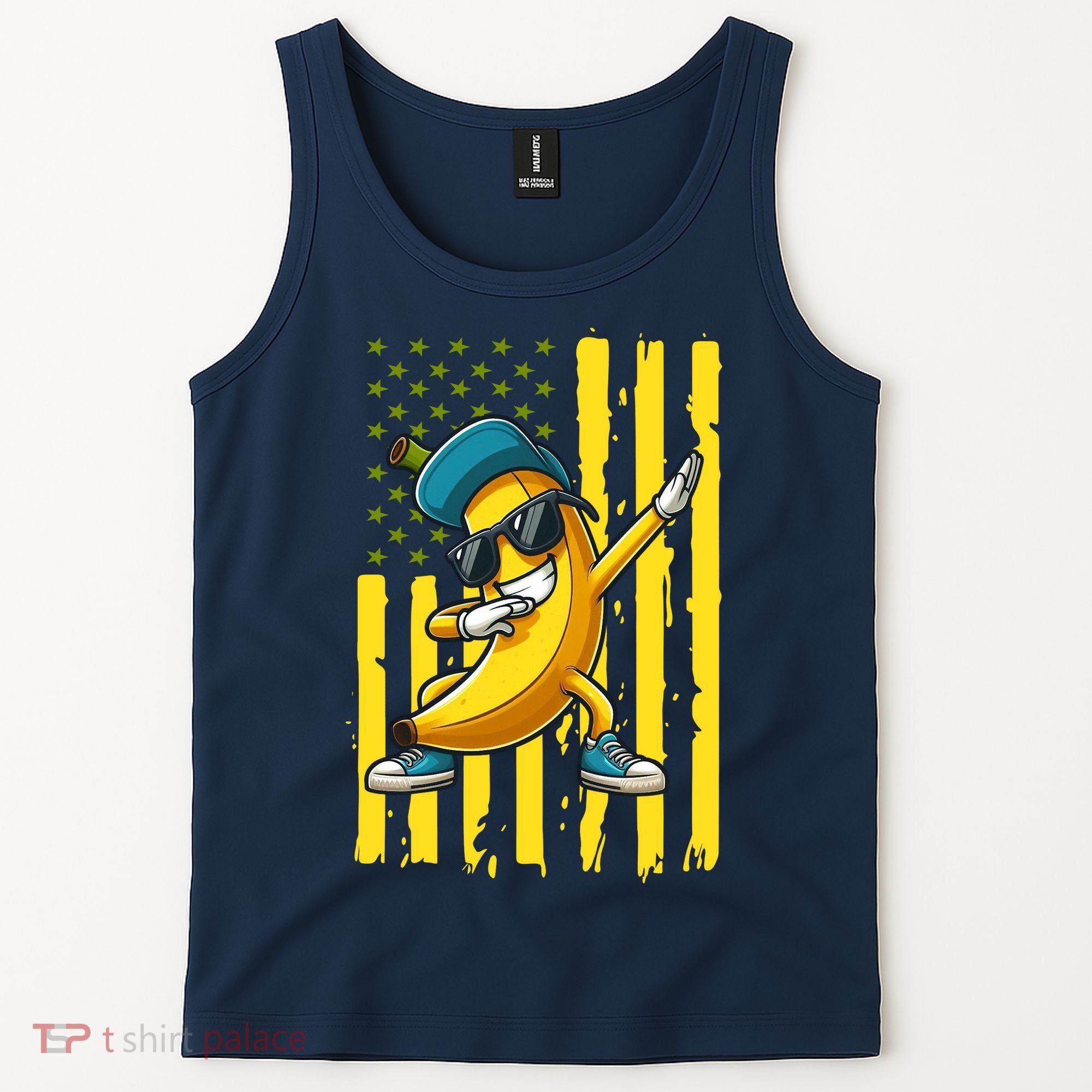 American Banana Retro USA Flag Dabbing Bananas Tank Top