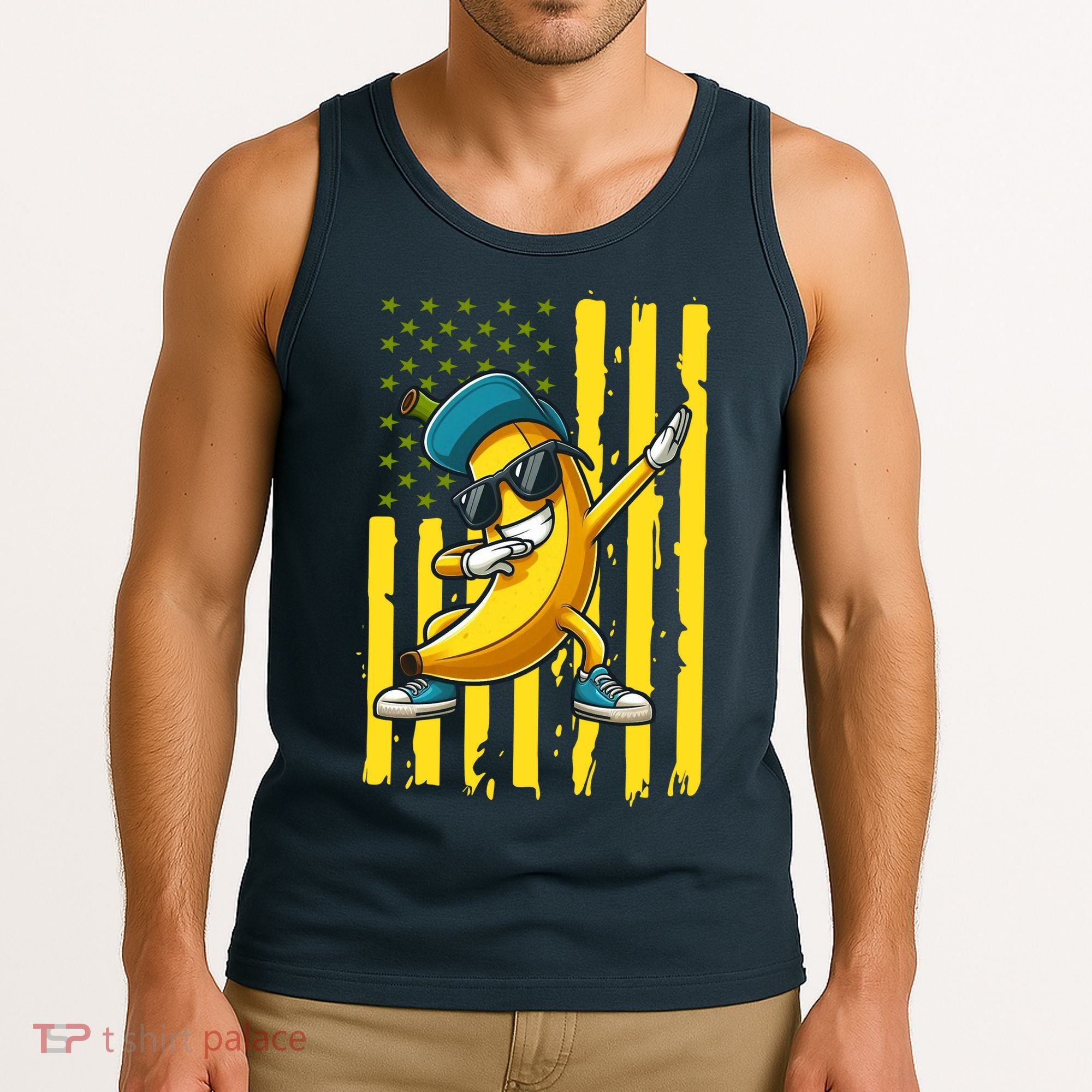 American Banana Retro USA Flag Dabbing Bananas Tank Top