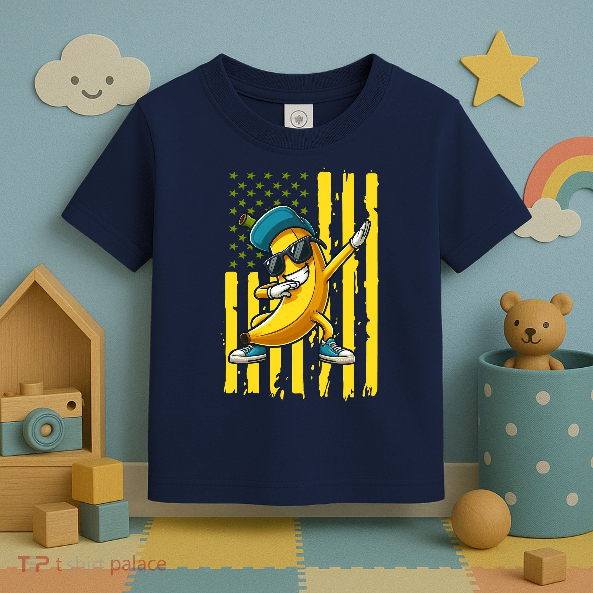 American Banana Retro USA Flag Dabbing Bananas Toddler T-Shirt