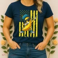American Banana Retro USA Flag Dabbing Bananas Women's T-Shirt thumb 2