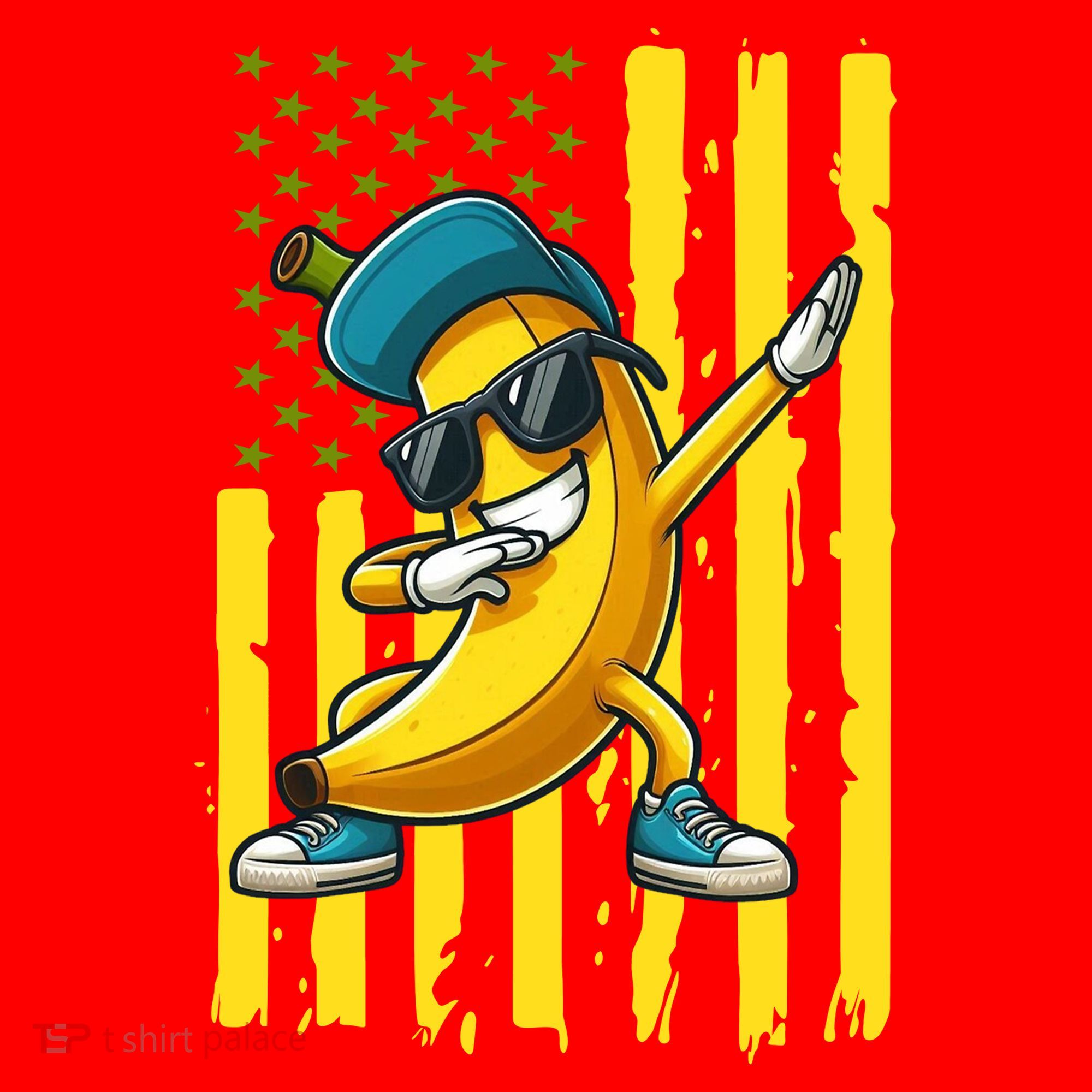 American Banana Retro USA Flag Dabbing Bananas Santa Hat