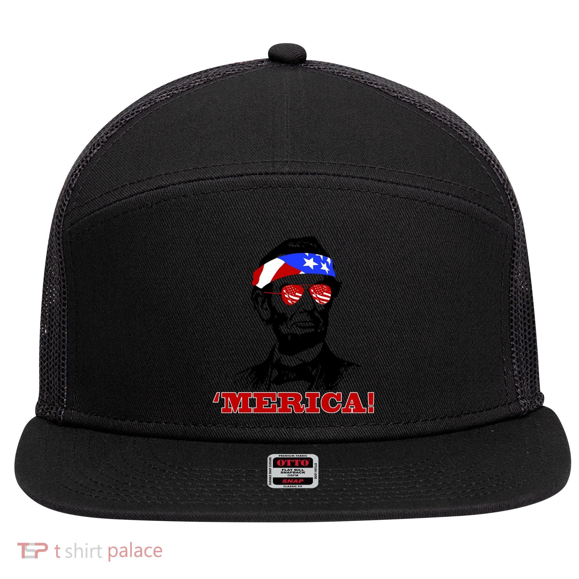 Abraham Lincoln Merica 7 Panel Mesh Trucker Snapback Hat
