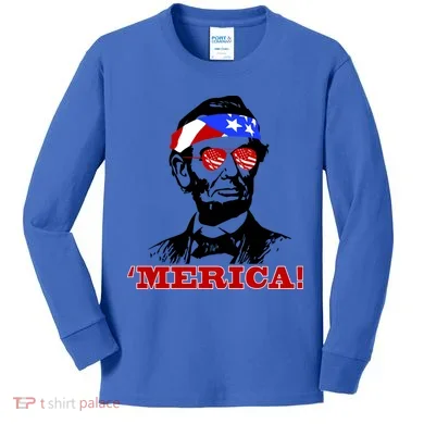 Abraham Lincoln Merica Kids Long Sleeve Shirt