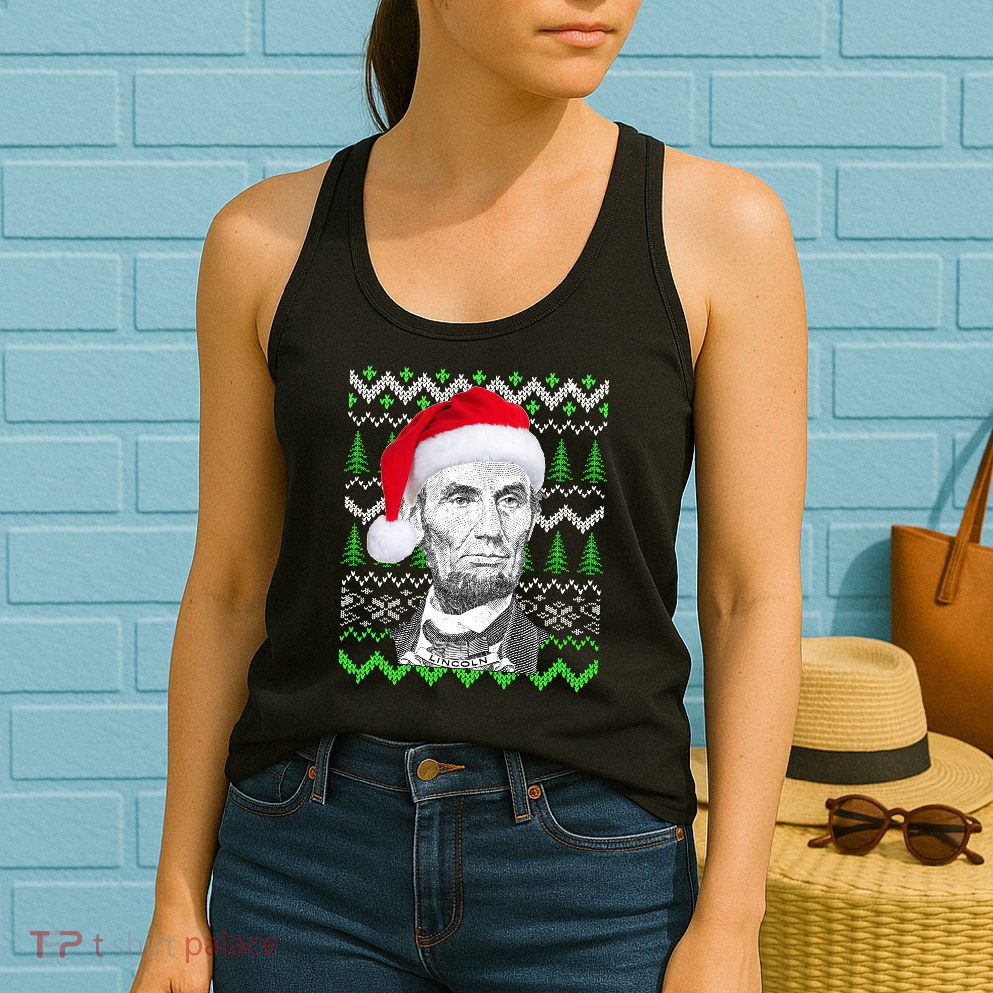 Abraham Lincoln Ugly Christmas Sweater Women's Tank Top