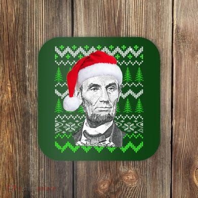Abraham Lincoln Ugly Christmas Sweater Coaster