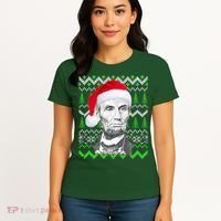 Abraham Lincoln Ugly Christmas Sweater Women's T-Shirt thumb 4