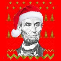 Abraham Lincoln Ugly Christmas Sweater Santa Hat thumb 1