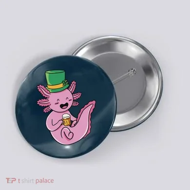 Axolotl Beer St Patrick's Day Button