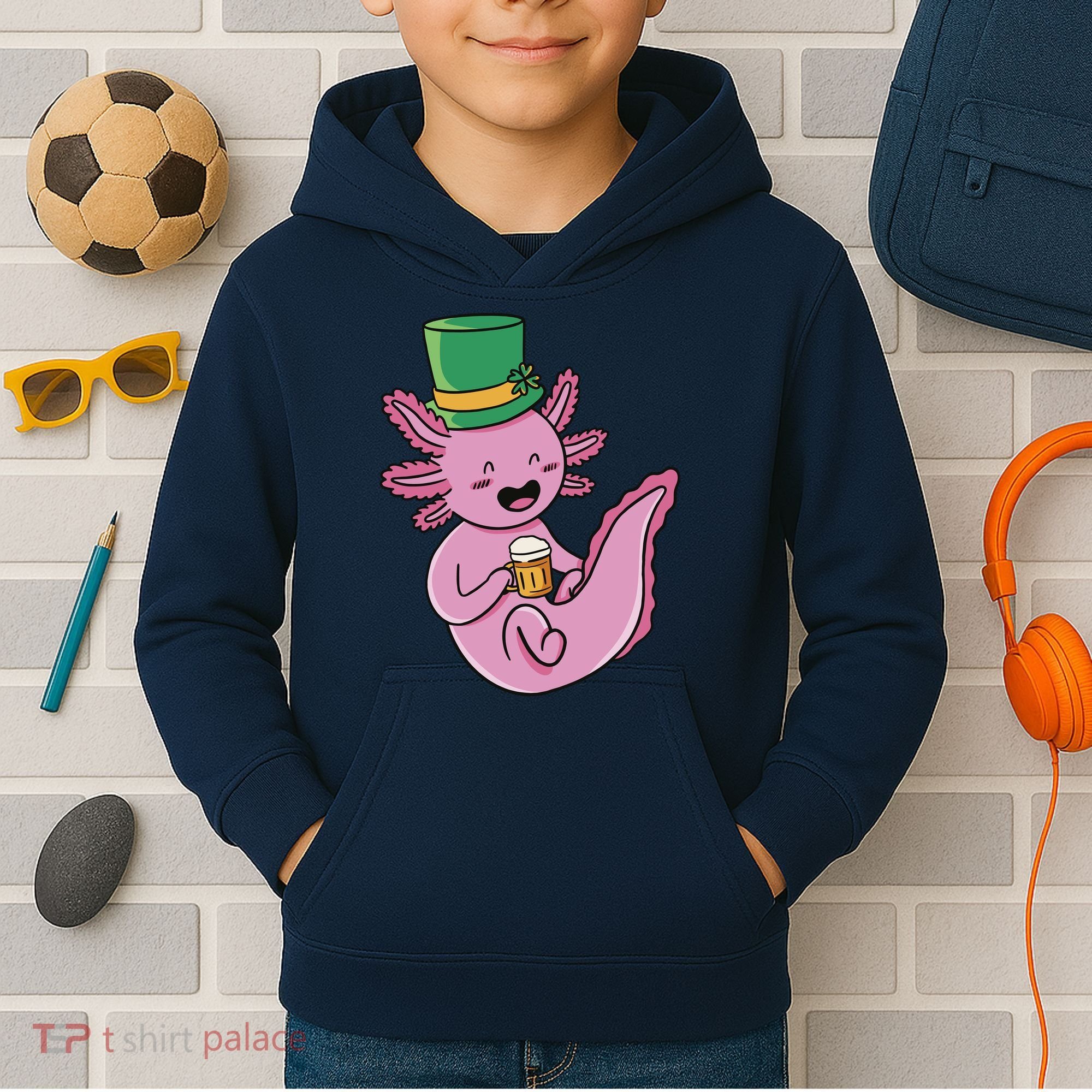 Axolotl Beer St Patrick's Day Kids Hoodie
